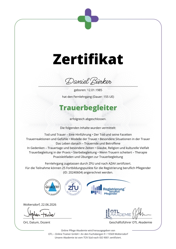 Zertifikat Trauerbegleiter